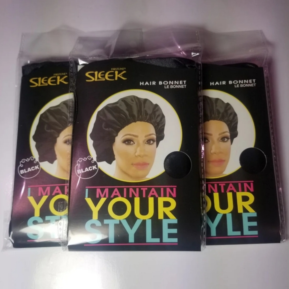 FIRSTLINE SLEEK BLACK HAIR BONNET COVER LOT OF 3